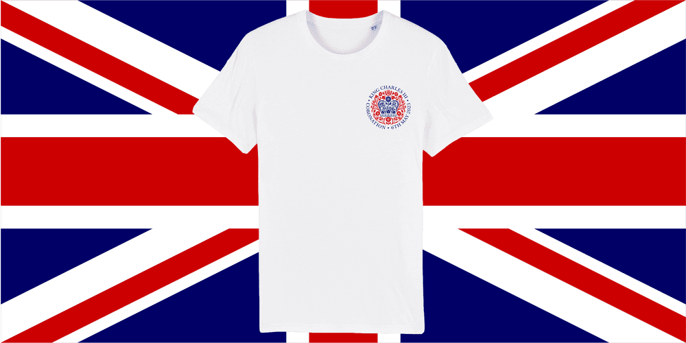 Left Breast Embroidered White Coronation T Shirt