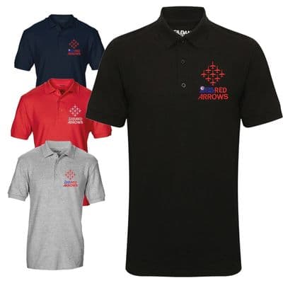 Red Arrows Diamond 9 RAF Display Team Aircraft Embroidered Polo T-shirt S - 3XL