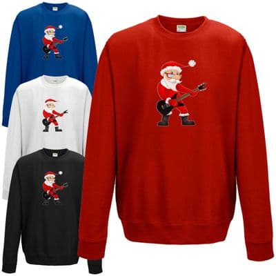 Rock Star Santa Sweatshirt - Funny Father Christmas Rocking Claus Gift Jumper