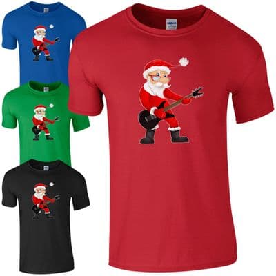 Rock Star Santa T-Shirt - Funny Father Christmas Rocking Claus Gift Kids Men Top