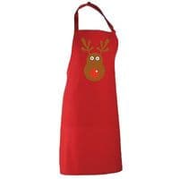 Rudolph Reindeer Face Apron - Christmas Retro Rudolf Xmas Cook Chef Gift