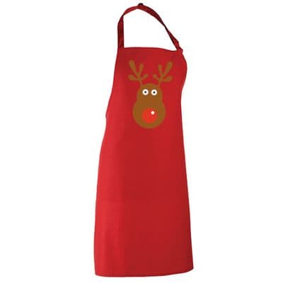 Rudolph Reindeer Face Apron - Christmas Retro Rudolf Xmas Cook Chef Gift