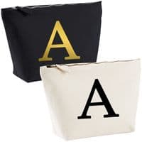 Single Letter Printed Make Up Wash Bag - Alphabet A-Z Initial Travel Accessory