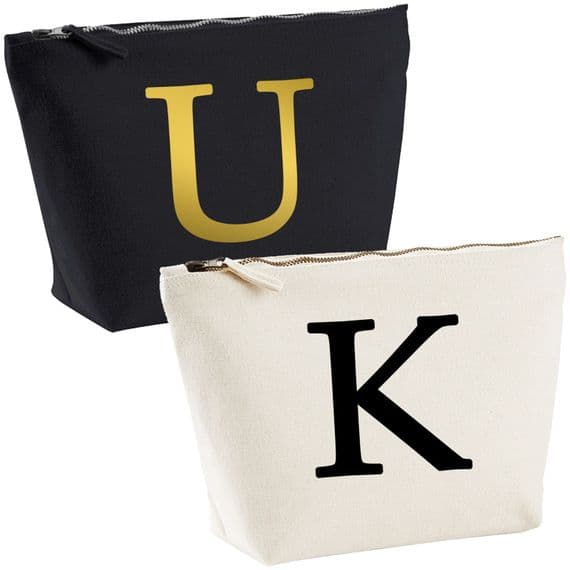 Single Letter Printed Make Up Wash Bag - Alphabet A-Z Initial Travel Accessory
