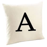 Single Letter Printed Natural Cushion Cover Pillow Case - Alphabet A-Z Initials