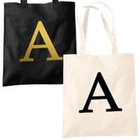 Single Letter Printed Tote Bag - Alphabet A-Z Initial Shopper Accessory Bags