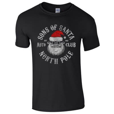 Sons of Santa Moto Club North Pole T-Shirt - Motorcycle SOA Biker Mens Gift Top