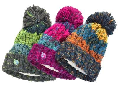 Unicorn Headwear Corkscrew Acrylic Knitted Fleece Lined Pom Pom Ski Beanie Hat