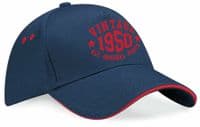 Vintage Birthday Contrast Baseball Cap - 40th 50th 60th 70th Present Date Hat