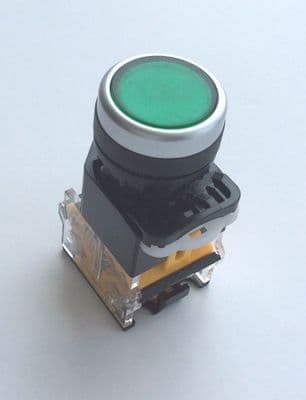 22mm Panel Mount DPST Latching Control Push Button Switch Green AC 400V 10A