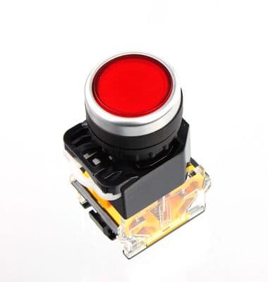 22mm Panel Mount latching DPST Control Push Button Switch Red AC 400V 10A