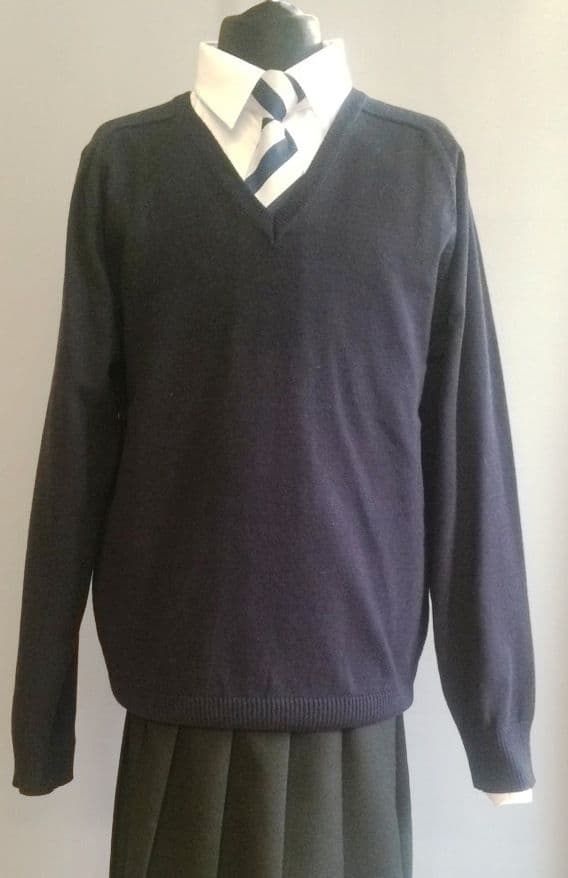 Plain Navy V-neck Jumper