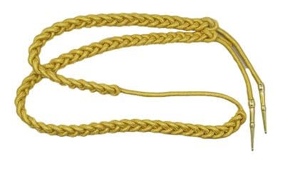 Aiguillette Gold Mylar Cord Small with Gold Barrel Tags Army