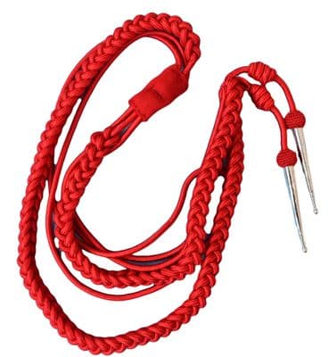 Aiguillette Red Silky with Silver tags Bands Army R1426