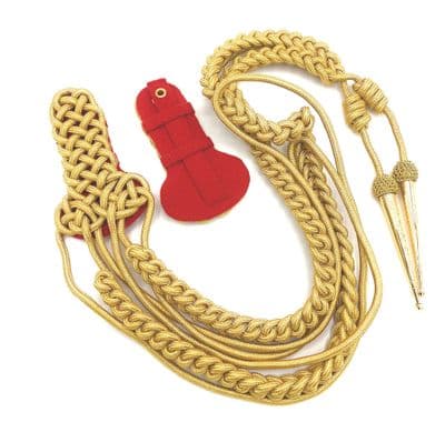 Aiguillette with Shoulder Board Gold Mylar on Red Back R1999-RB