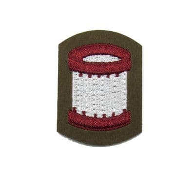 Badge Drummer Badge Embroidered White Brown on Khaki FAD R1618