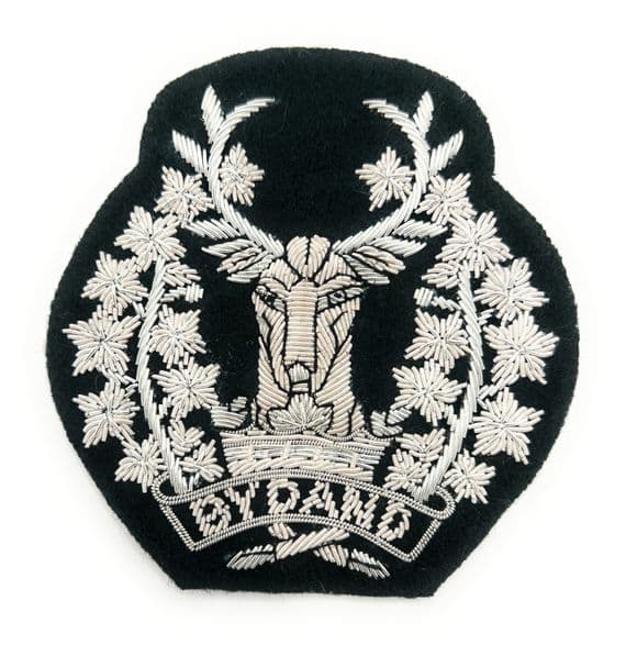 Badge  Gordon Highlanders badge Silver On Dark Green R2873