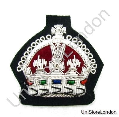 Badge King's Crown Silver on Black  R892
