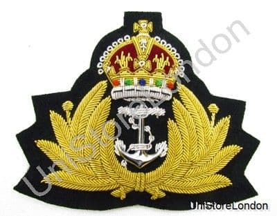 Badge Naval Kings Crown Gold Wire Royal Navy Cap Badge WW2 Style WWII R893