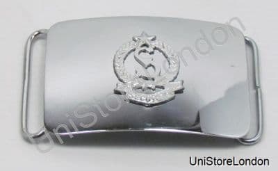 Belt Buckle Metal Chrome Curved Security Badge R338