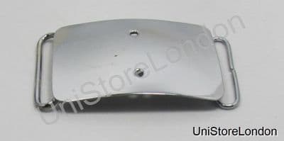 Belt Buckle Metal Plain Chrome Curved Badge Holes  R337