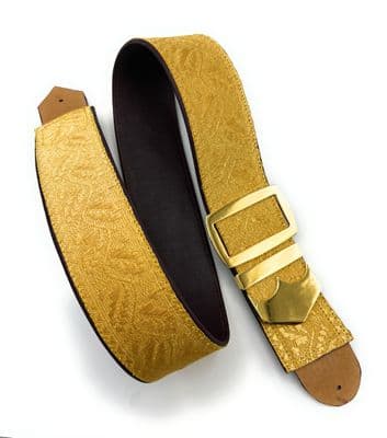Belt Cross 70mm wide Gold Oak leaves on Burgundy soft leather
