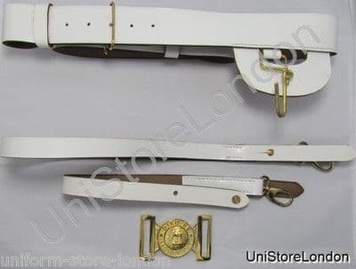 Belt Sword Belt White Leather Long & Short Slings With Brass Fitting R1193