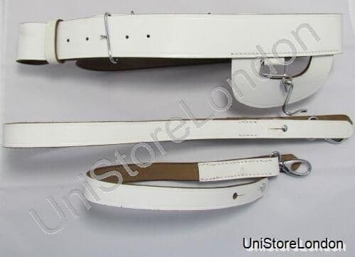 Regiment Officer Baldric Highland Sword Belt In White Leather - Foto 1