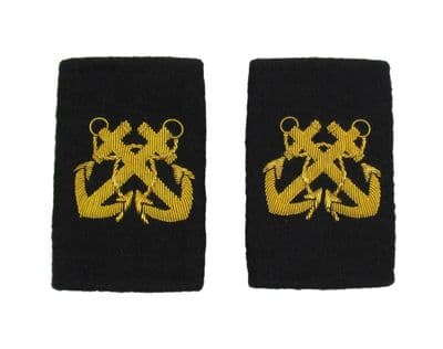 Bosun Epaulette Crossed Anchors Embroidered Gold Bullion Black Felt