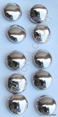 Button Plain Chrome Silver 14mm R724