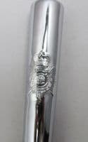Canes Drill 28'' Brown With JDF Crest On Silver Top And Plain Silver Bottom End