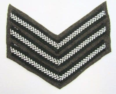 Chevron 2 White on Green Bars on Khaki cloth R874