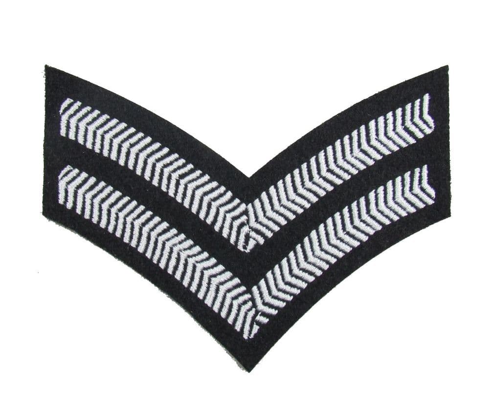 Chevron Corporal Stripes Army Military SNCO Rank White on Black 2 Bars ...