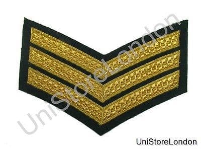 CHEVRON SERGEANT STRIPES GOLD GREEN  150mm 3 Bars WIDE R1387