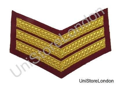 CHEVRON SERGEANT STRIPES GOLD MAROON  150mm 3 Bars WIDE R1385
