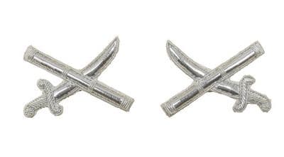 Crossed Sword & Batons Silver Embroidered General's Officer Insignia R915