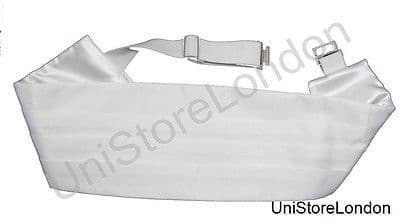 Cummerbund Pleated Polyester Satin Military Army Band White  R1356