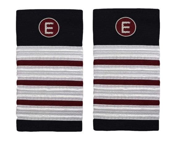 Epaulette Aircraft Engineers 4 x 1/2 Silver-Maroon with E on Maroon