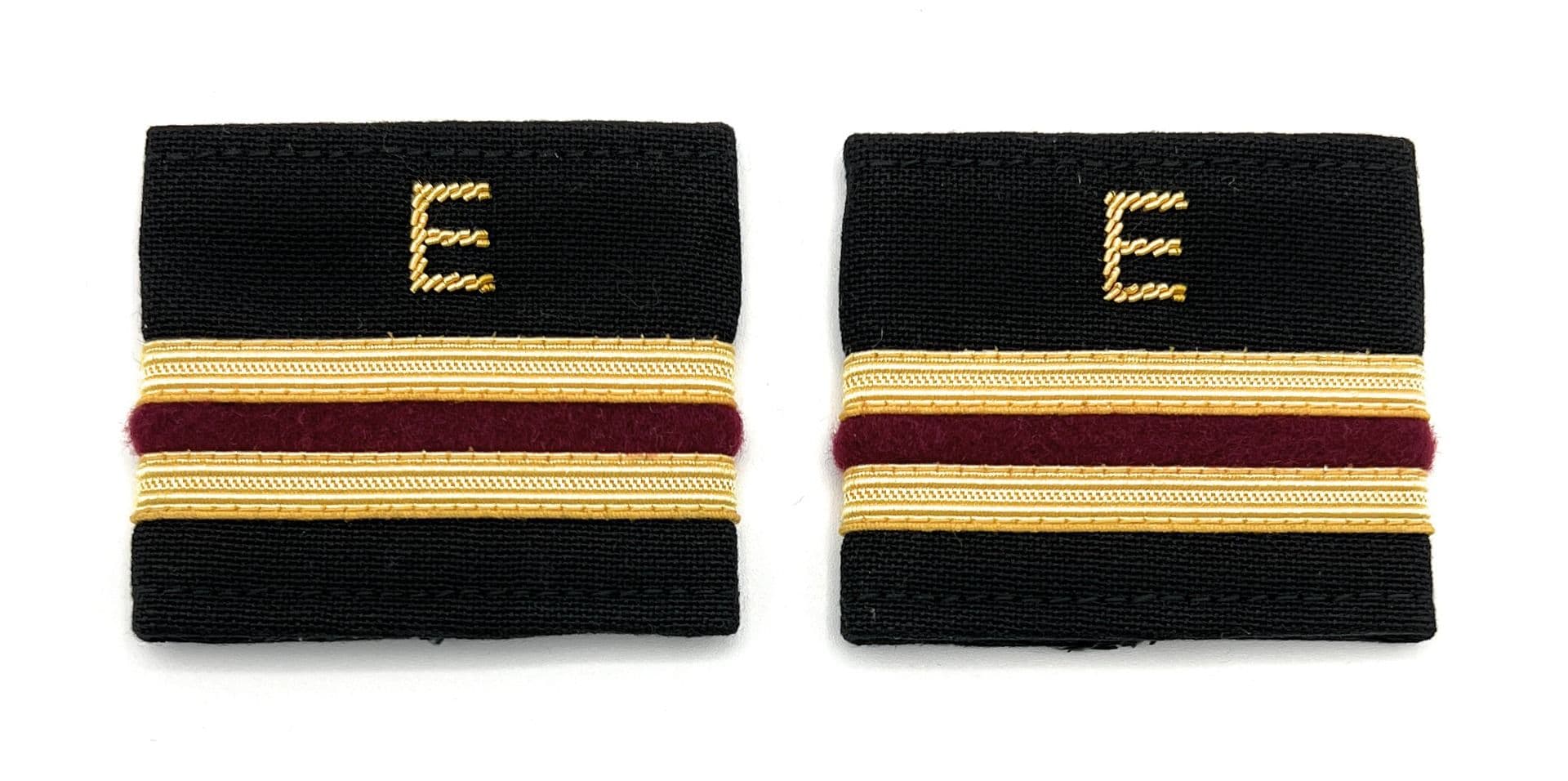 Epaulette Aircraft Engineers 4 x 1/2 Gold-Maroon with E on Maroon R1845 Epaulette Aircraft Engineers 4 x 1/2 Gold-Maroon with E on Maroon R1845