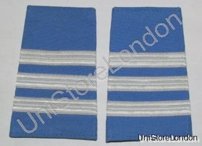 Epaulette Captain First Officer Pilot 3 Silver Bars on Light Blue Cloth R759