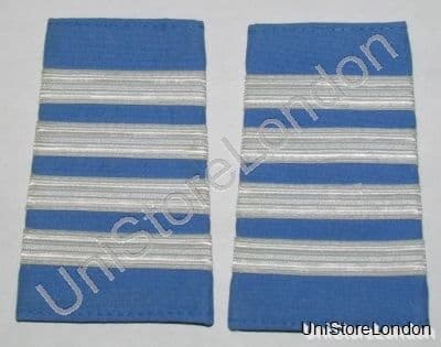 Epaulette Captain First Officer Pilot 4 Silver Bars on Light Blue Cloth R760