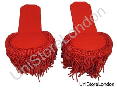 Epaulette Marching Band Shoulder Boards with Fringe in Silk Red R 1419