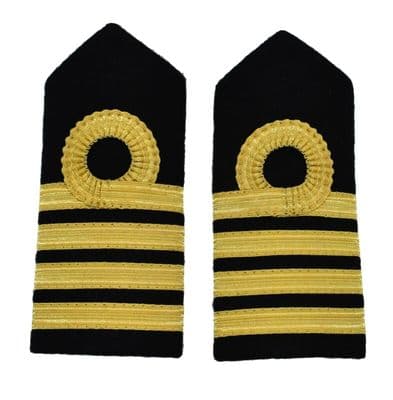 Epaulette Merchant Navy Chief Hard Curved Round Curl 4 Bars