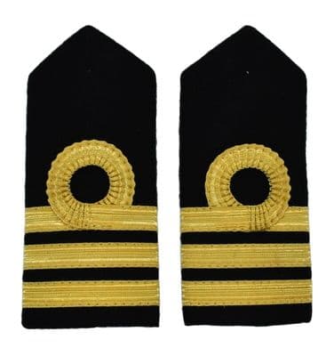 Epaulette Merchant Navy Chief officer Chief Mate Hard  Round Curl 3 Bars