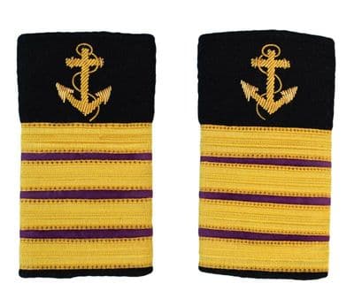 Epaulette Slider Merchant Navy Soft Enginner Anchor 4 Bars Gold Purple