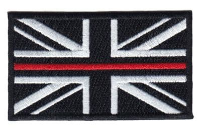 Fire Service Thin Red Line Union Jack Embroidered Patch-hook & Loop Backing