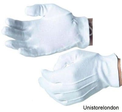 Gloves  Cotton Elastic Cuff  Fastening White R540