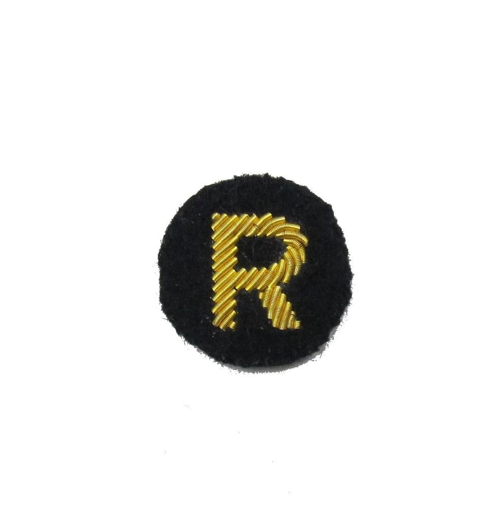 Rubbles R Round Gold Wire Embroidered R in Round Circle 18 mm Sold Each R1675