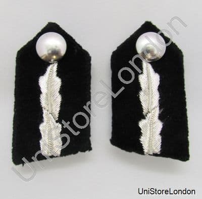 Gorget Collar Patch Black Silver Leaf L 2 1/2' '  With Clip at Back R1123