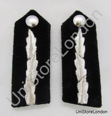 Gorget Collar Patch Black Silver Leaf L 3 3/4' '  Plain Back R1124